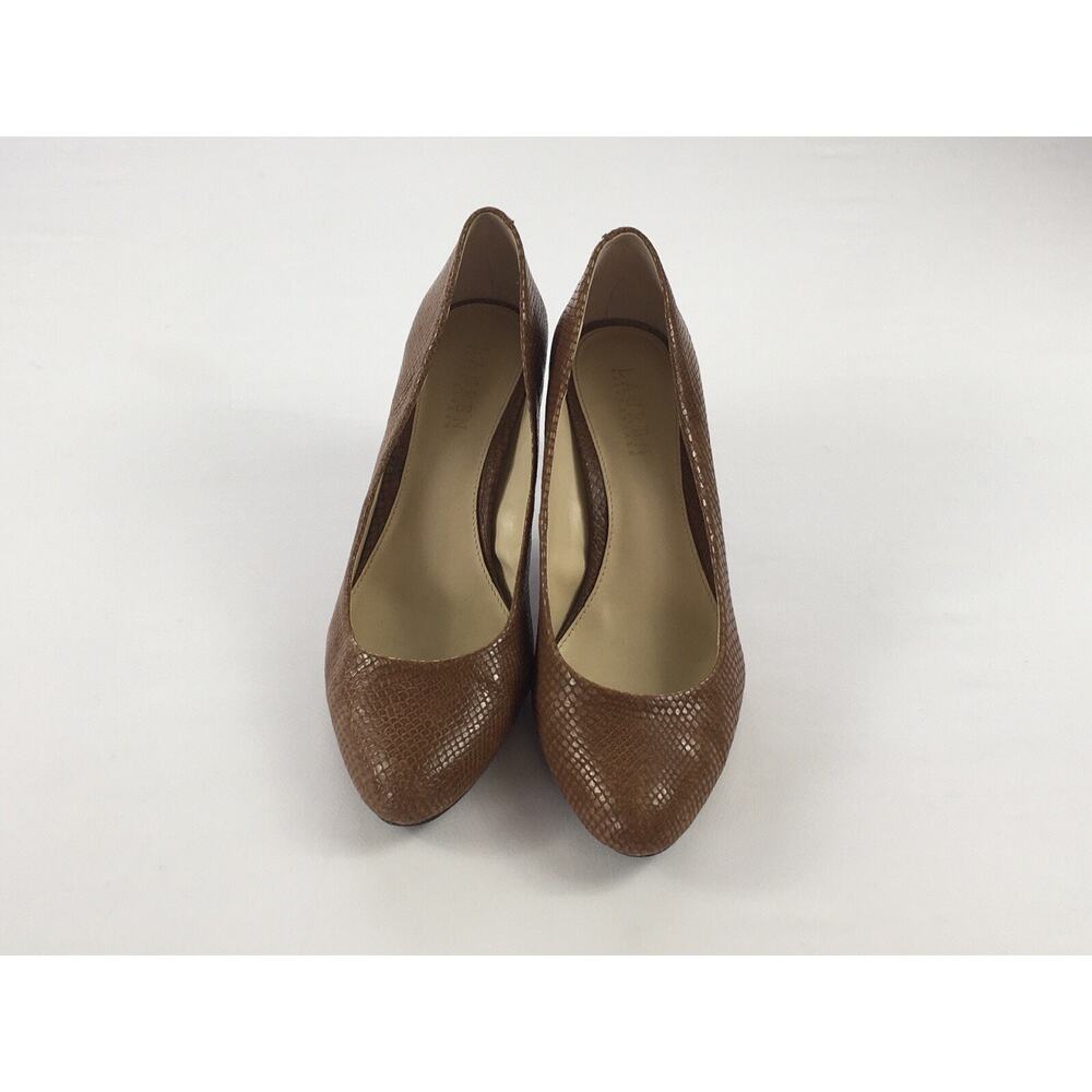 Lauren Ralph Lauren Harper Dress Pump Polo Tan Snake Sz 9B Mob wife Money Luxury
